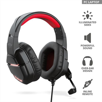 TRUST - GXT448 NIXXO ILLUMINATED HEADSET-Black/Red