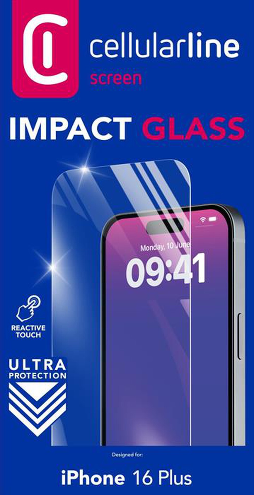 "CELLULARLINE - IMPACT GLASS - IPHONE 16 PLUS-Trasparente"