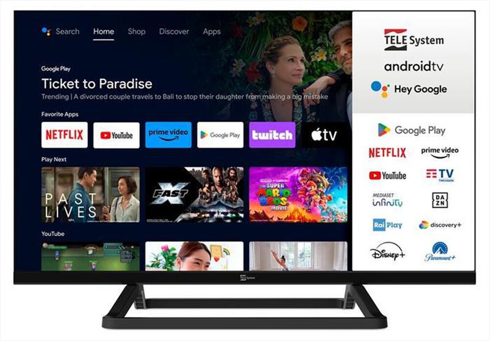 "TELESYSTEM - Smart TV LED HD READY 24\" SMG14 12V ANDROIDTV-BLACK"