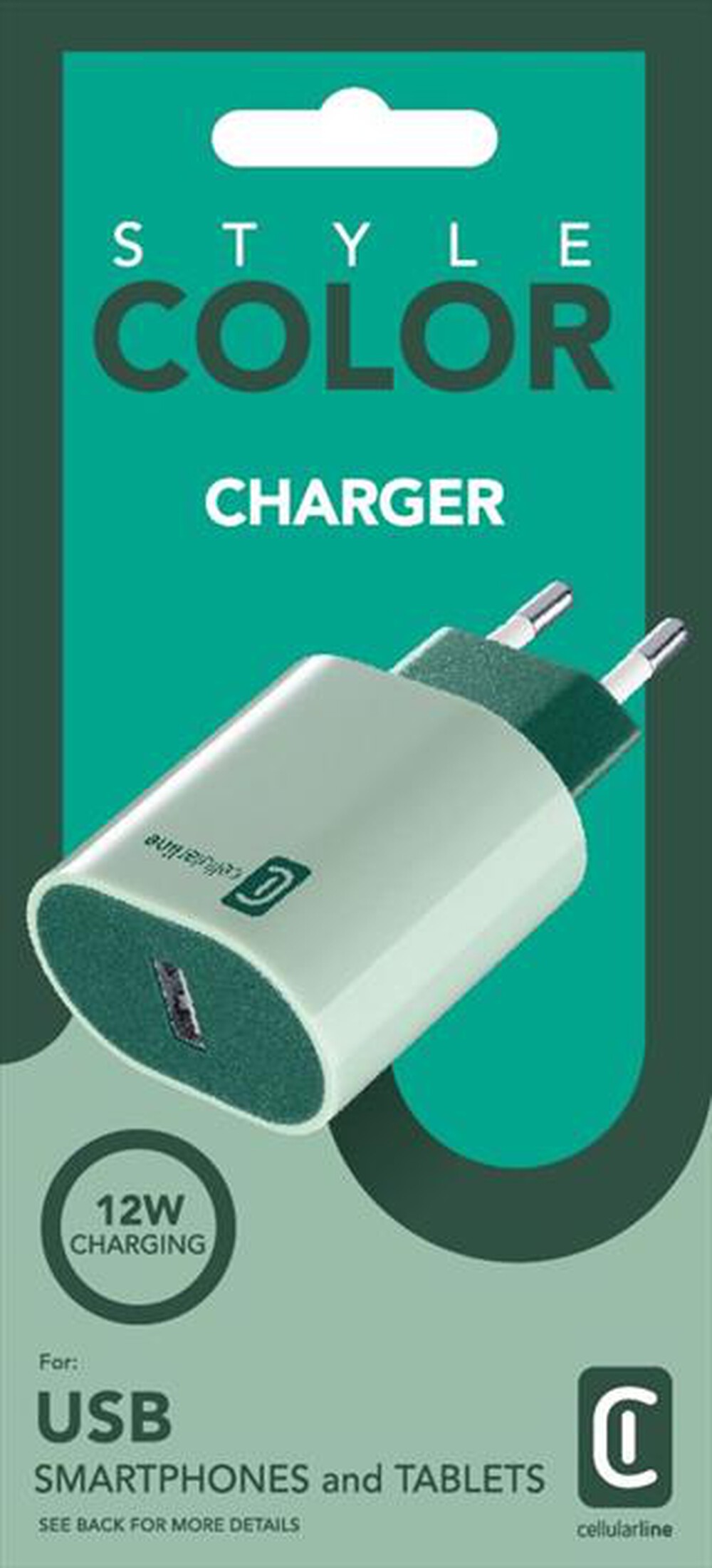 "CELLULARLINE - Caricatore da rete USB CHARGER STYLECOLOR UNIVERSA-Green"