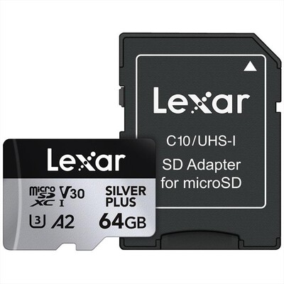 LEXAR - 64GB MICROSDXC SILVER PLUS A2 V30-Silver
