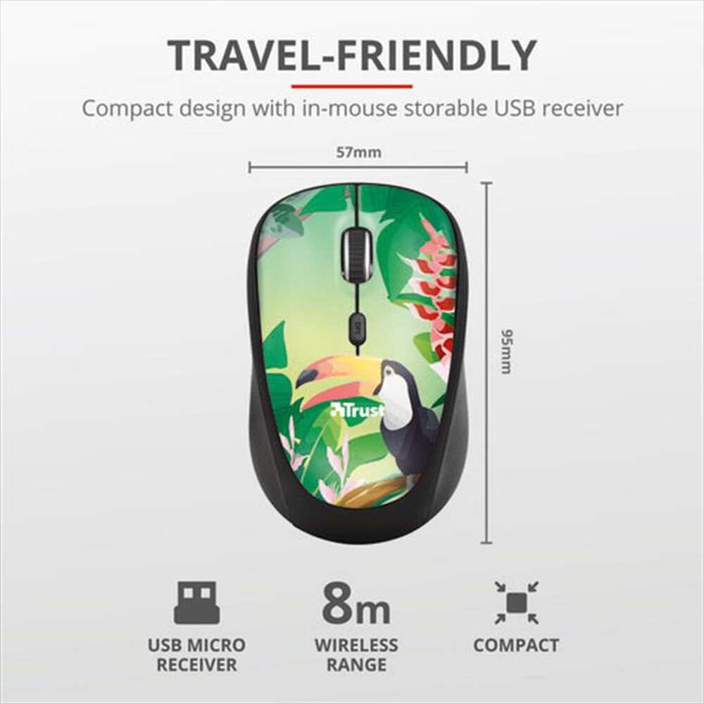 "TRUST - YVI WIRELESS MOUSE-Toucan"