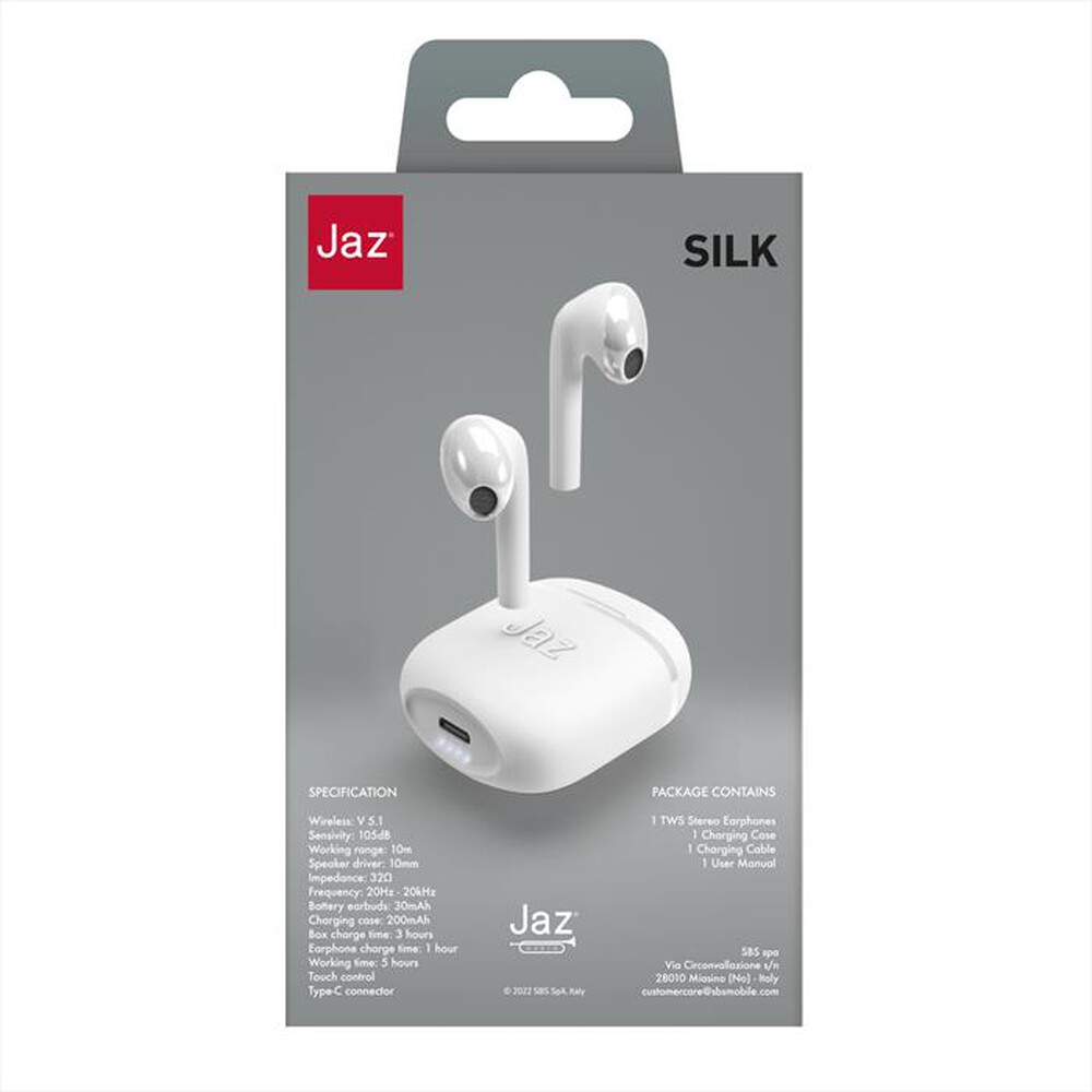 "SBS - Auricolare Bluetooth TEJZEARTWSEARBTW-Bianco"