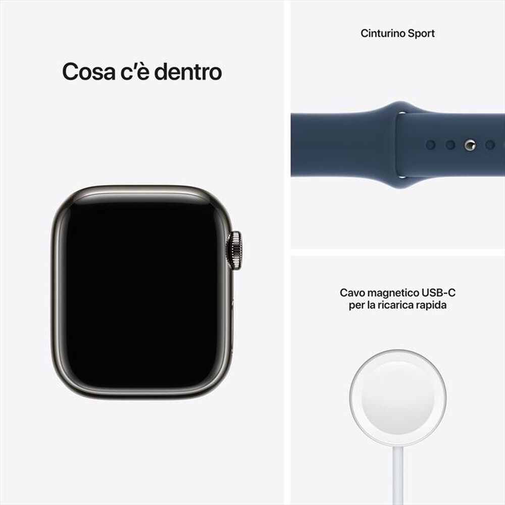 Immagine del prodotto APPLE - Watch Series 7 GPS+Cellular 41mm Acc Grafite-Cinturino Sport Azzurro