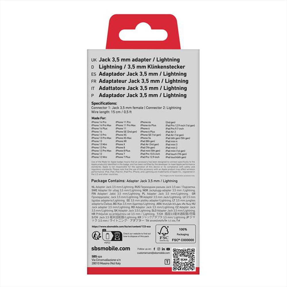 Immagine del prodotto SBS - TEADAPTJACKMFIW