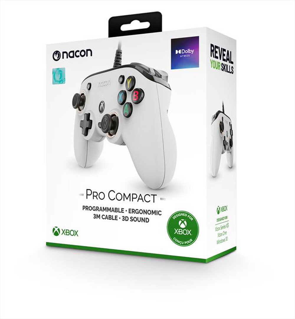 "NACON - PRO COMPACT CONTROLLER LICENZA UFFICIALE XBOX-Bianco"