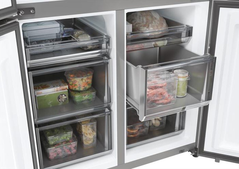 "HAIER - Frigorifero 4 porte HCR79F19ENMM Classe E 646 lt-Platino, Acciaio inossidabile"
