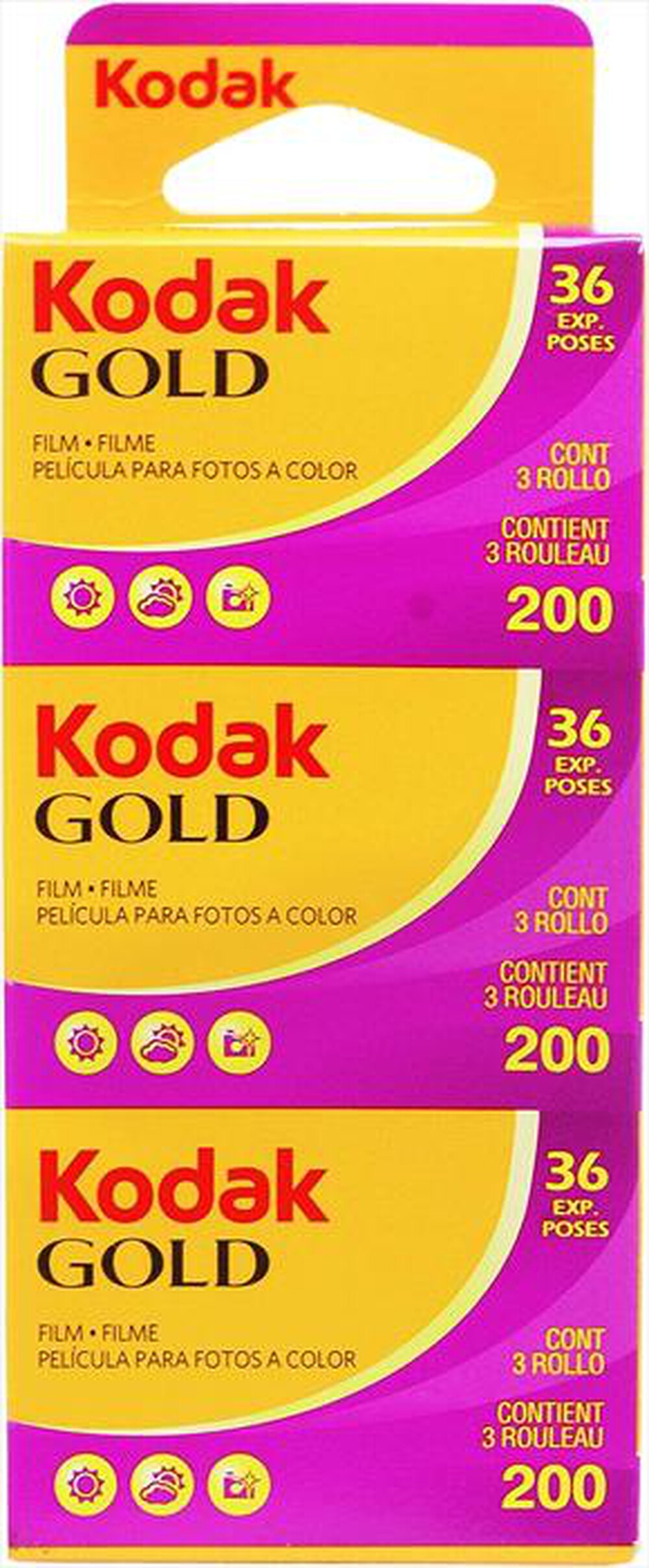 "KODAK - Film negativo a colori GOLD 200 3PK 36P-Giallo"