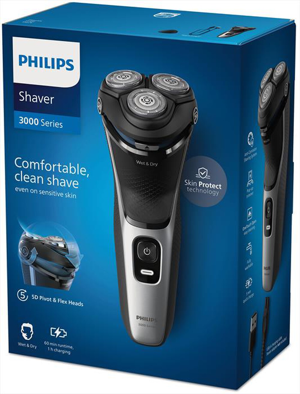 Immagine del prodotto PHILIPS - Rasoio uomo wet & dry S3143/00-Grigio chiaro