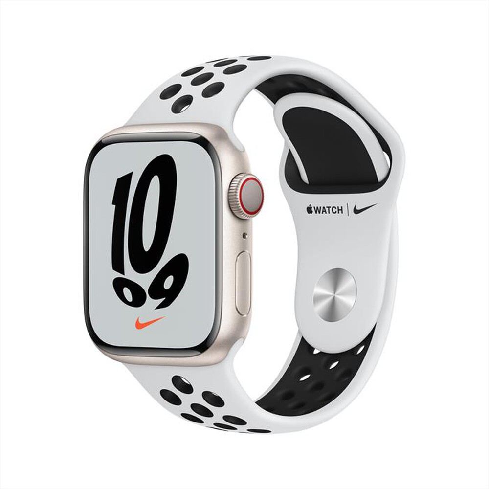 "APPLE - Apple Watch NIKE Series 7 GPS+Cellular 41 Allu-Galassia Sport PlatinoPuroNero"