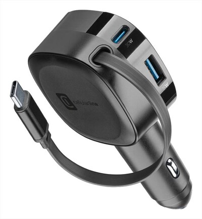 CELLULARLINE - RETRACTABLE CAR CHARGER 65W-Nero
