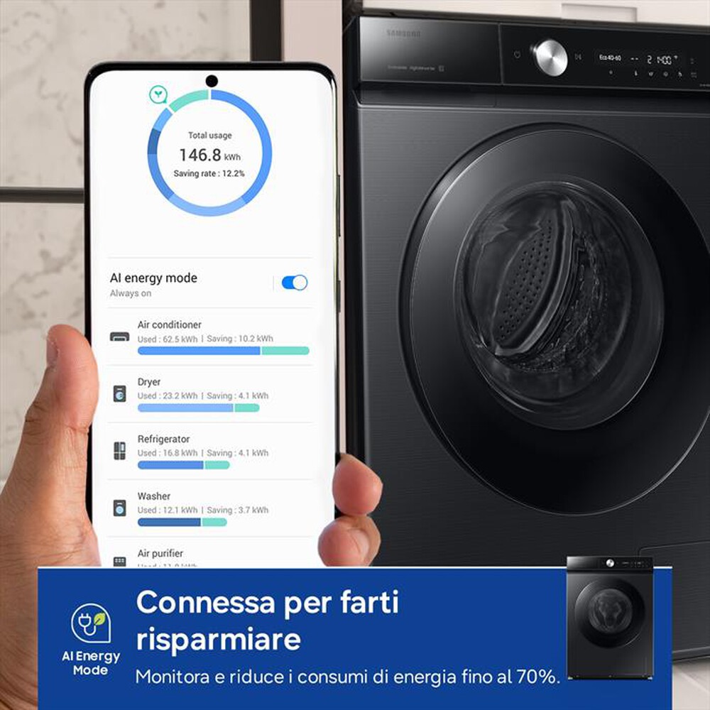 Immagine del prodotto SAMSUNG - Lavatrice WW90DB8U95GBU3 9Kg Classe A-Nero