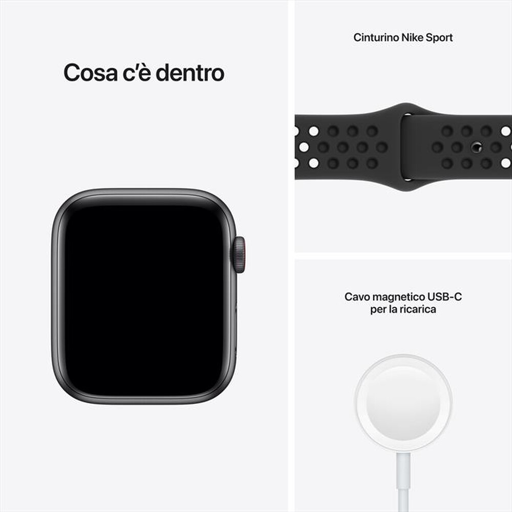 Immagine del prodotto APPLE - Watch NIKE SE GPS+Cellular 44mm Alluminio-Scuro Sport Antracite/Nero