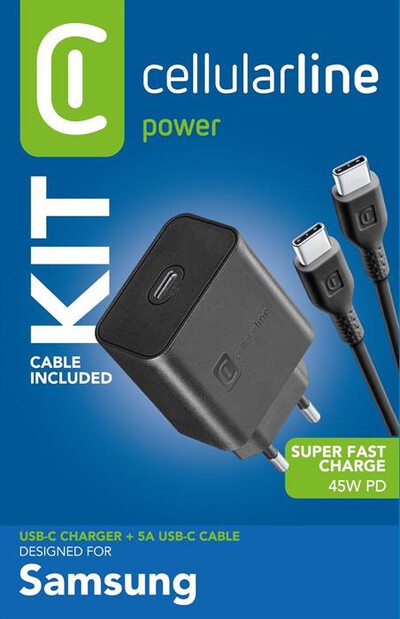CELLULARLINE - SUPER FAST CHARGER KIT PD 45W-Black
