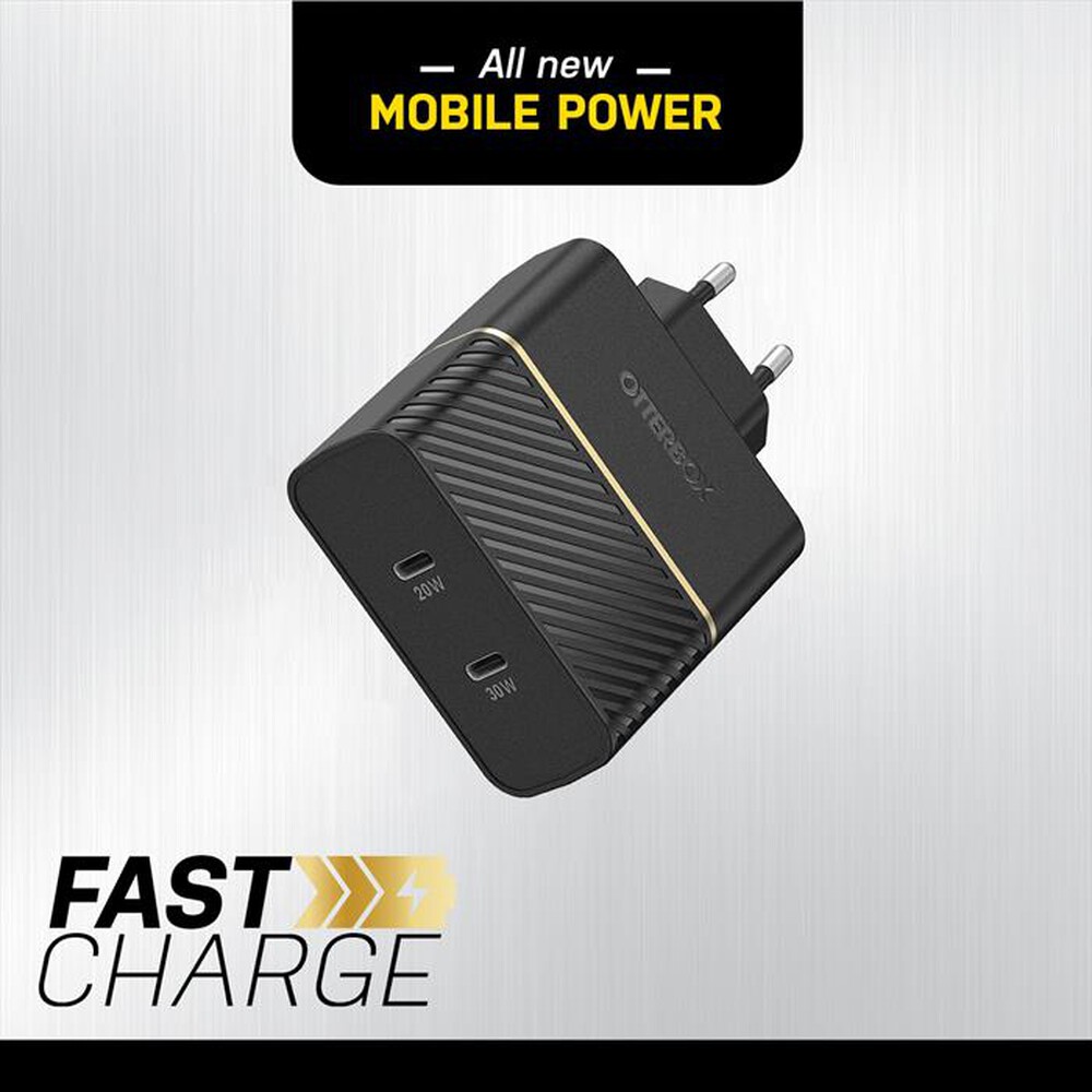 "OTTERBOX - CARICATORE DA MURO 50W - 1X USB-C 30W + 1X USB-C 2-nero"