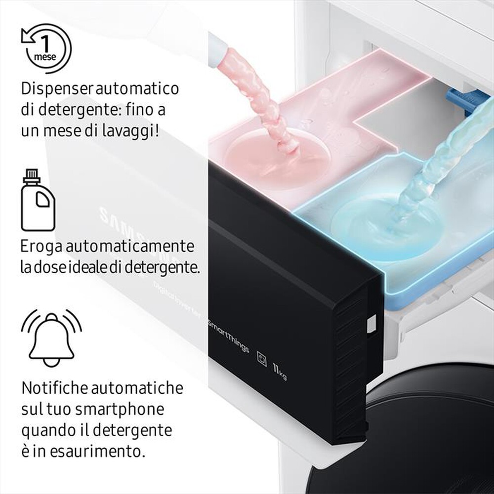 Immagine del prodotto SAMSUNG - Lavasciuga WD90DG6G94BBU3 9/5KG Classe A-nera con obl&ograve; e display nero