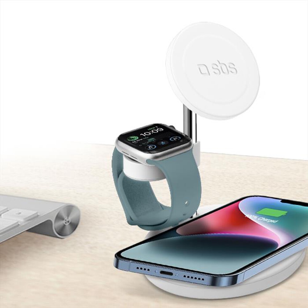 "SBS - Vertical wireless base Magsafe TEWIRMAG3IN1-Bianco"