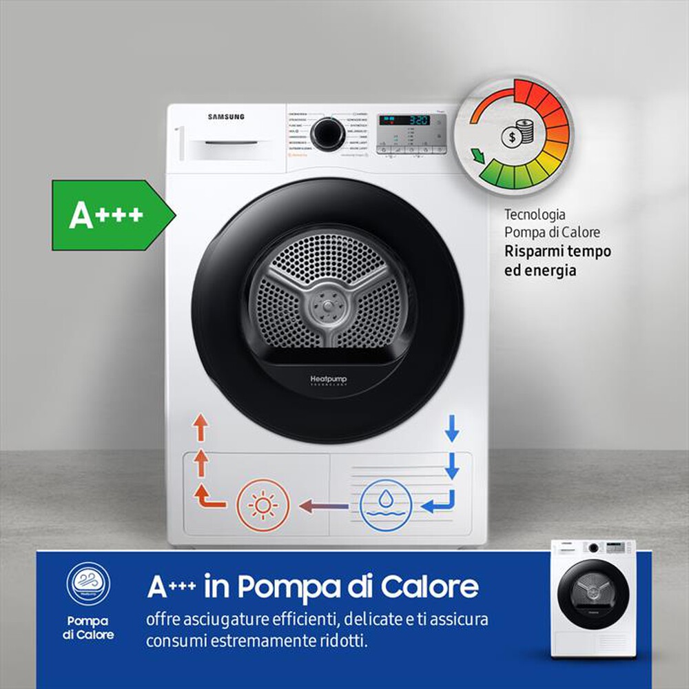 "SAMSUNG - Asciugatrice DV80CGC2B0AHET 8 Kg Classe A+++-bianco"