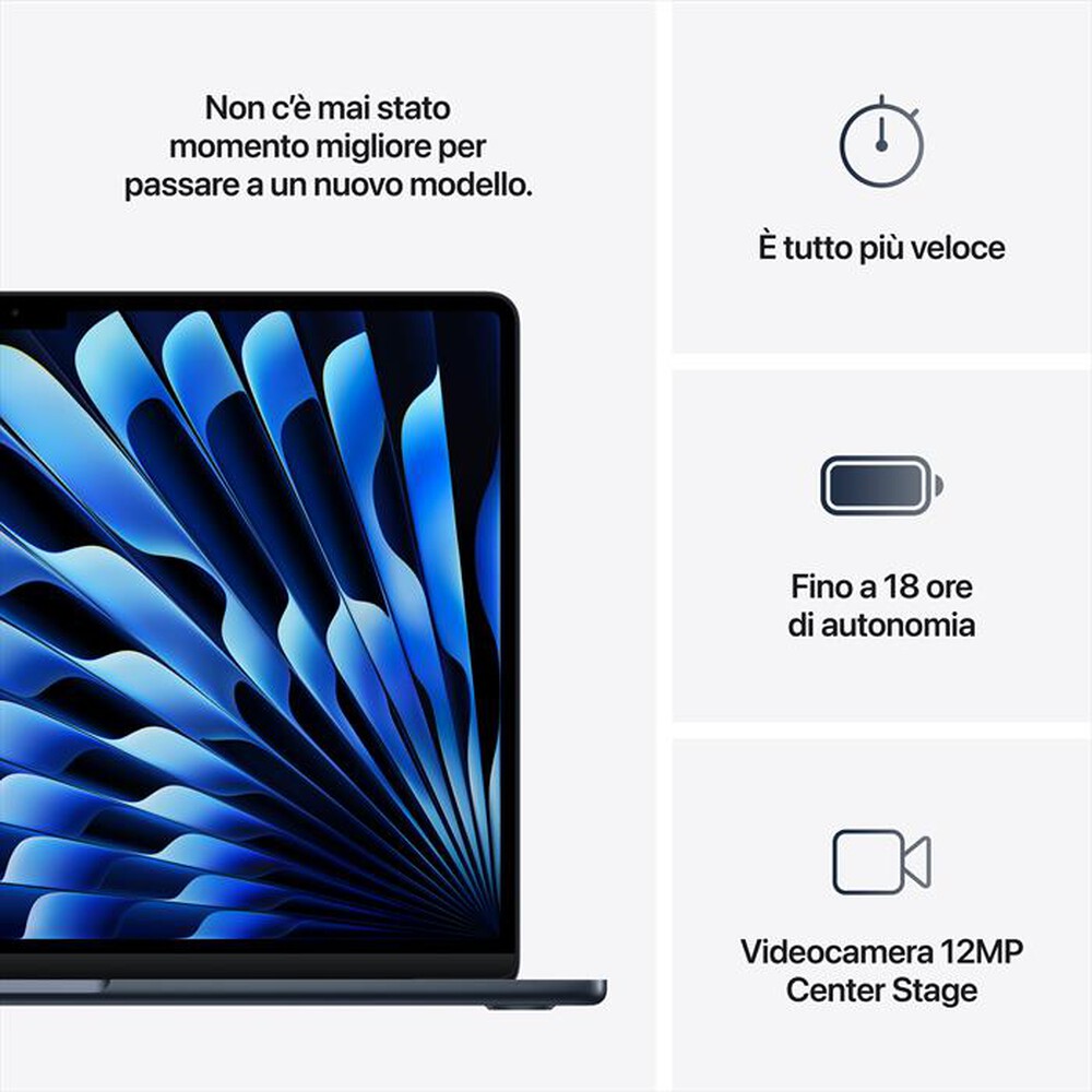 Immagine del prodotto APPLE - MacBook Air 15'' M4 10 CPU 10 GPU 16GB 256GB SSD-Mezzanotte