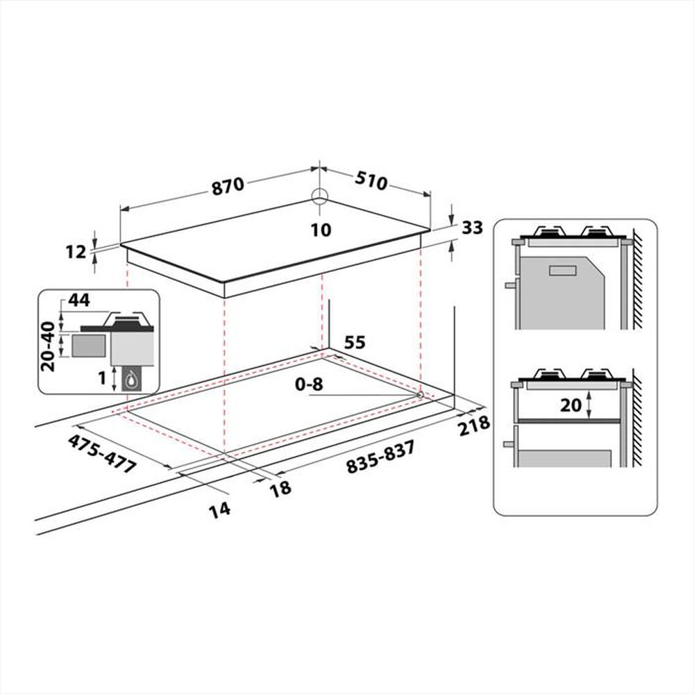 "HOTPOINT ARISTON - Piano cottura a gas PHN 960MST (AN) 6 fuochi-Anthracite"