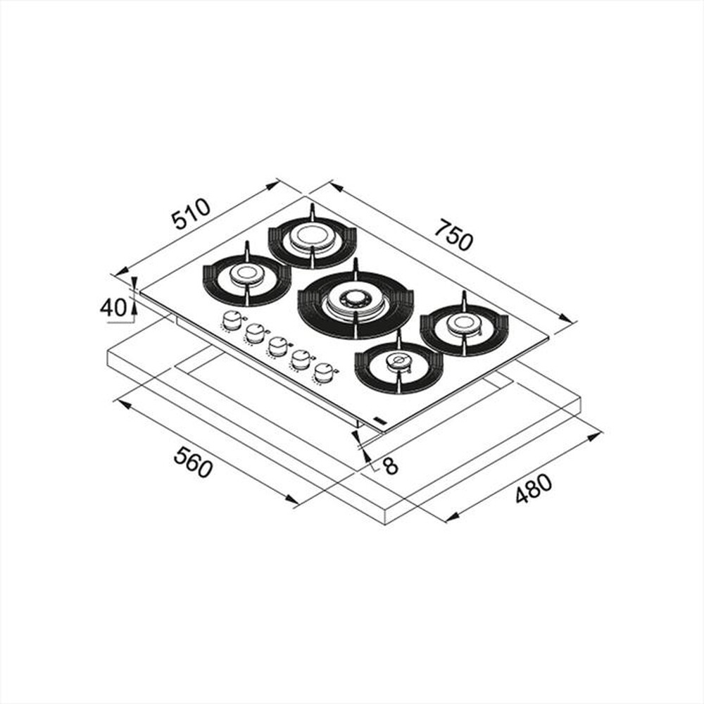 Immagine del prodotto FRANKE - Piano cottura a gas FHMF 755 4G DC C OY 75cm-Marrone