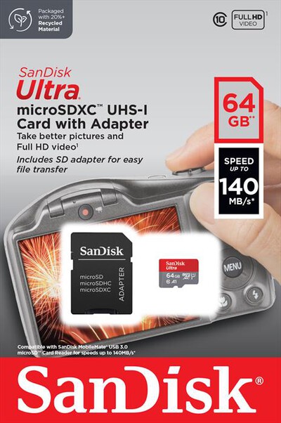 SANDISK - MICROSD ULTRA A1 64GB + ADATT