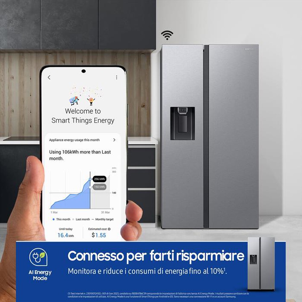 "SAMSUNG - Frigorifero side by side RS64DG53M3SLEF Classe E-Inox"