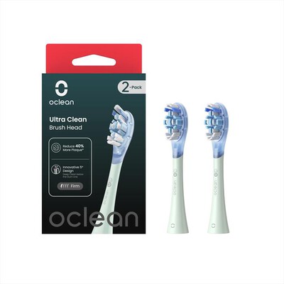 OCLEAN - Testine Ricambio Spazzolini ULTRA CLEAN 2PZ-Green