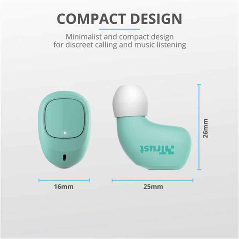 "TRUST - NIKA COMPACT BLUETH EARPHONES MINT-Turquoise"