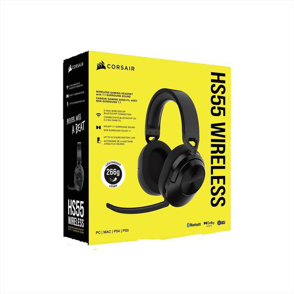 "CORSAIR - Cuffia gaming HS55 WIRELESS-Carbonio"