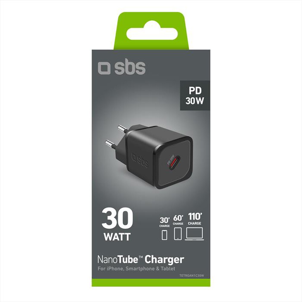 "SBS - Carica batterie TETRGAN1C30W-Nero"