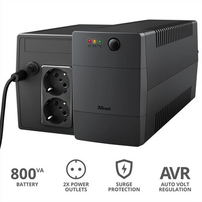 TRUST - PAXXON 800VA UPS 2 OUTLETS-Black