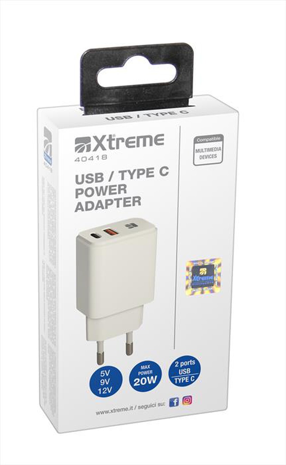 "XTREME - POWER ADAPTER USB/TYPE C-Bianco"