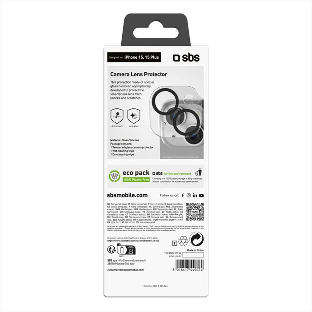 "SBS - Screen protector TECAMGLIP15K iPhone 15/15 Plus-Trasparente"