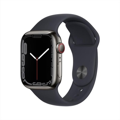APPLE - WATCH SERIES 7 GPS + CELLULAR 41MM IN ACCIAIO INOX-Grafite con Sport mezzanotte