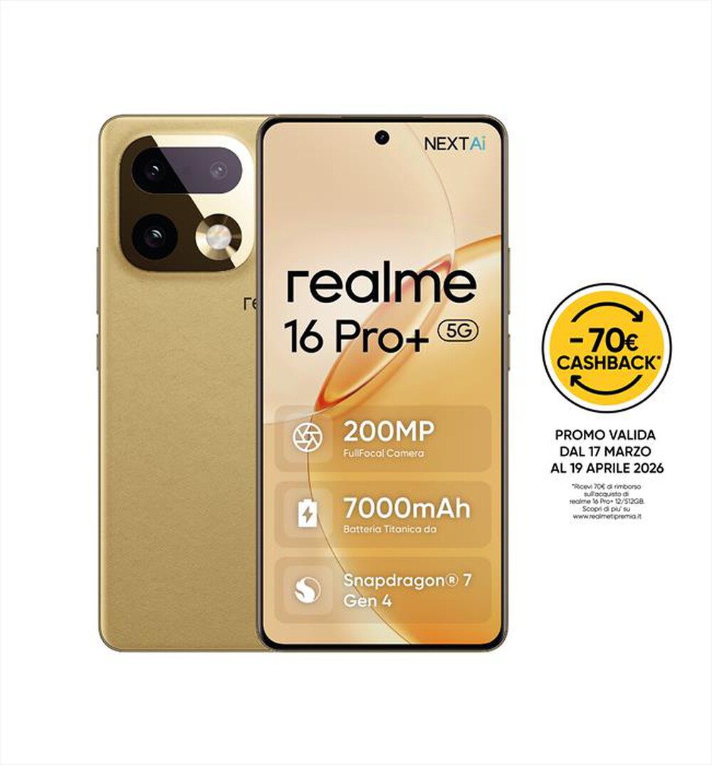 Immagine del prodotto REALME - Smartphone REALME 16 PRO+ 5G (512GB 12GB)-Master Gold