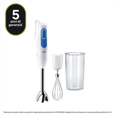BRAUN - Frullatore a immersione Minipimer MQ3005WH CREAM-Bianco/Blu