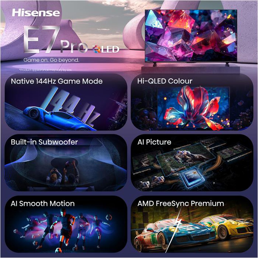Immagine del prodotto HISENSE - Smart TV 100" QLED 4K 100E7S PRO 144Hz-NERO