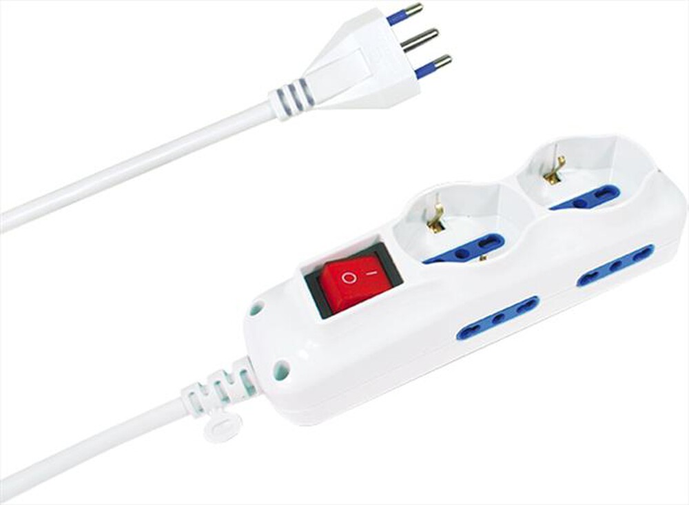 "MAMY - MULTIPLA 2 PRESE SCHUKO + 4 BIVALENTI-BIANCO"