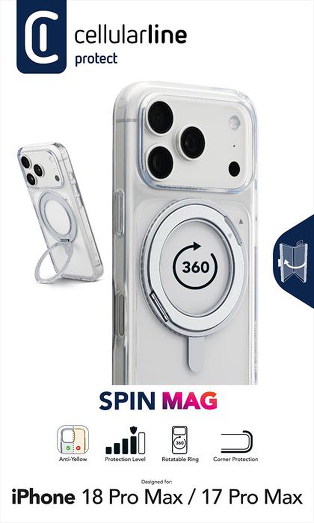 Immagine del prodotto CELLULARLINE - Cover SPIN MAG per iPhone 18 Pro Max-Trasparente