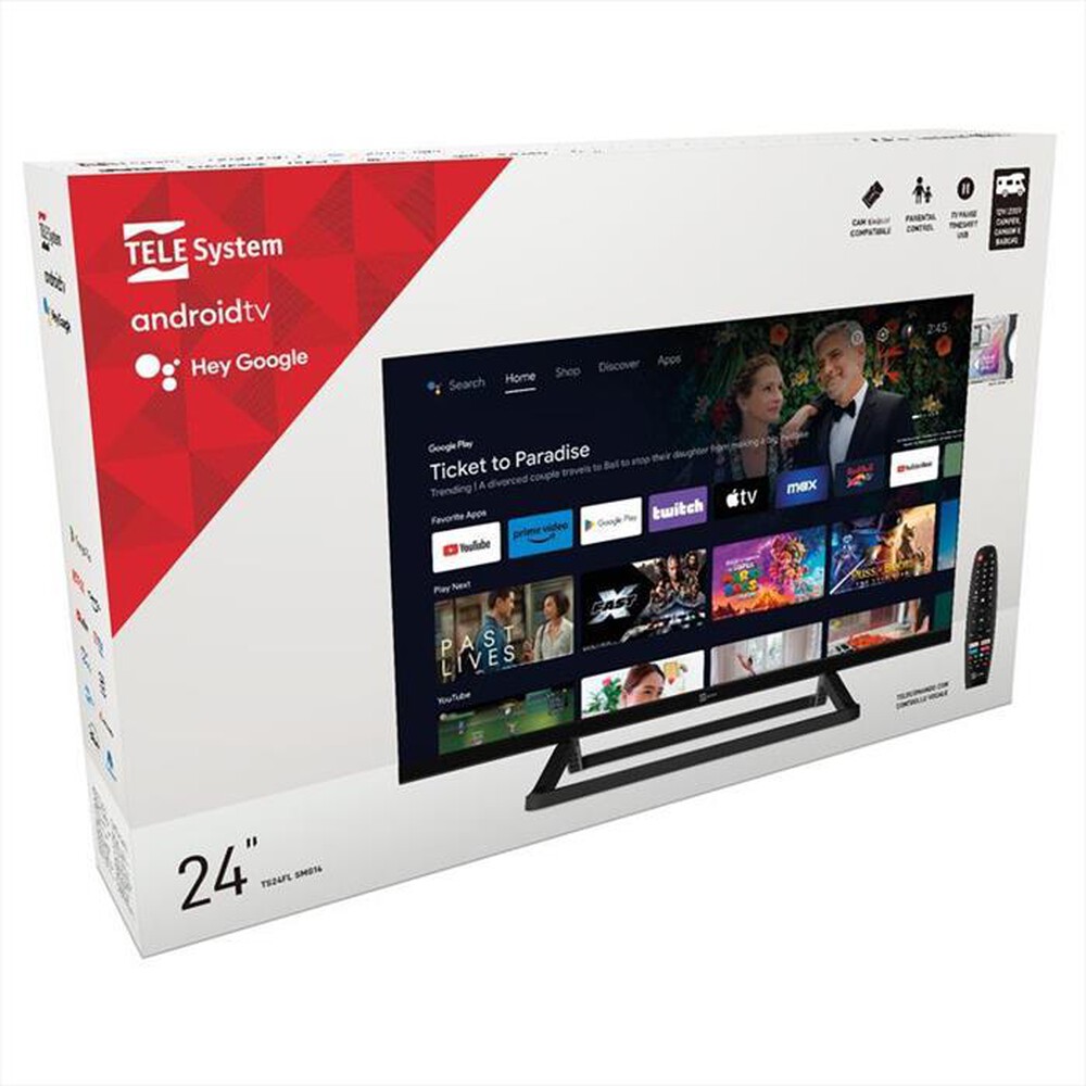 "TELESYSTEM - Smart TV LED HD READY 24\" SMG14 12V ANDROIDTV-BLACK"