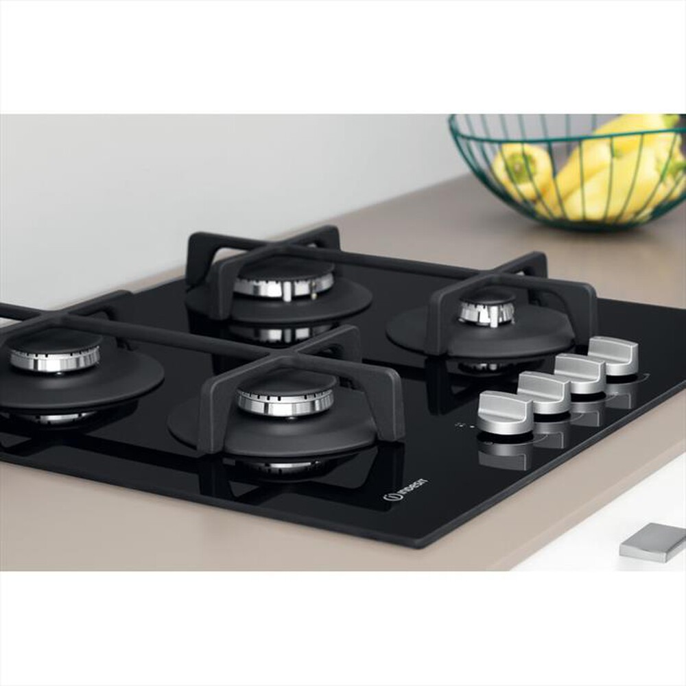 "INDESIT - Piano cottura a gas ING 61T/BK 4 fuochi 59cm-Nero"