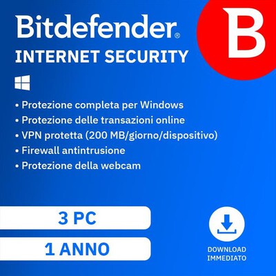 BITDEFENDER - Internet Security 1 Anno - 3 PC