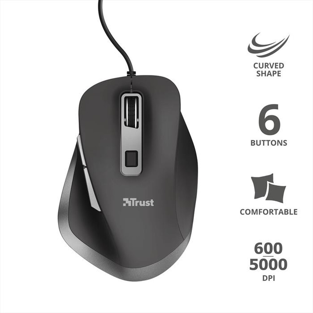 "TRUST - FYDA WIRED MOUSE-Black/Grey"