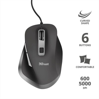 TRUST - FYDA WIRED MOUSE-Black/Grey