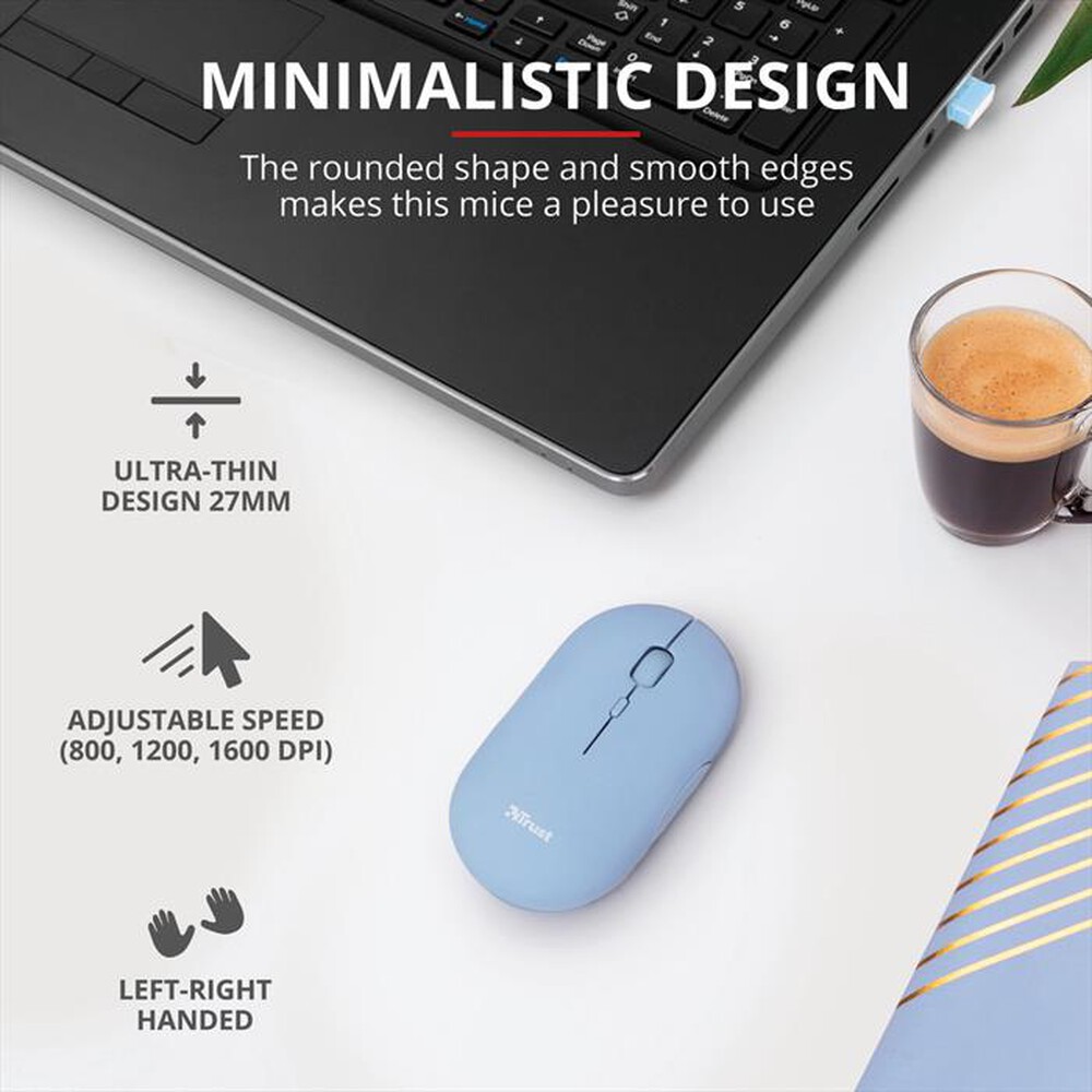 "TRUST - PUCK WIRELESS MOUSE BLUE-Blue"