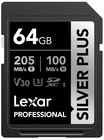 LEXAR - Supporto Micro SDXC PRO 64GB PLUS V30-Nero