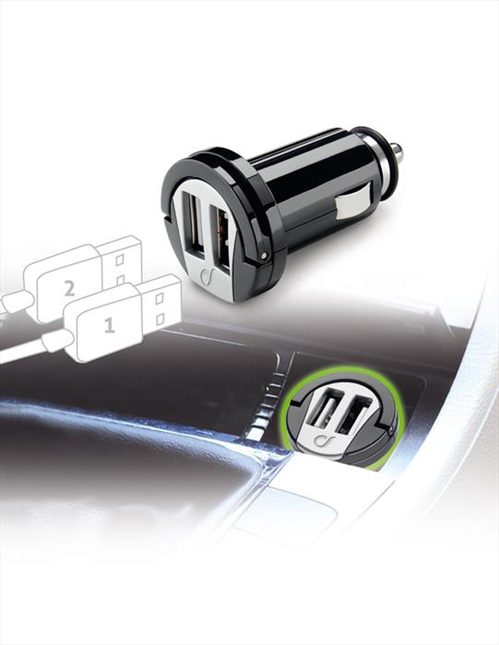Immagine del prodotto CELLULARLINE - USB Car Charger Dual-Nero