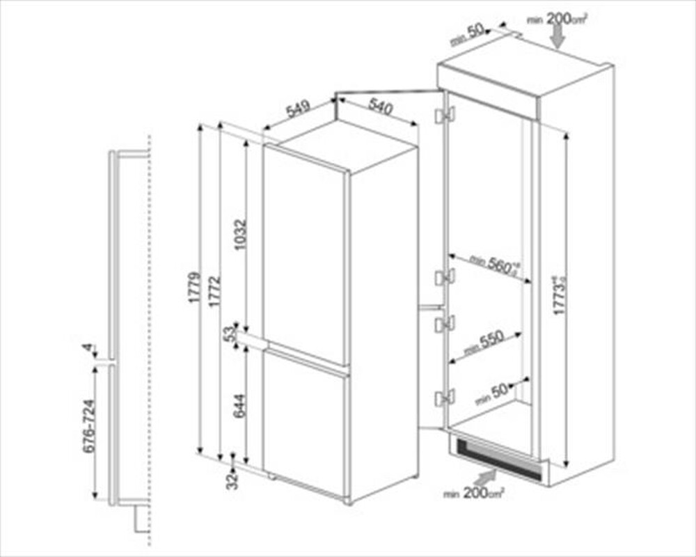 "SMEG - Frigorifero incasso C41721F Classe F 272lt"