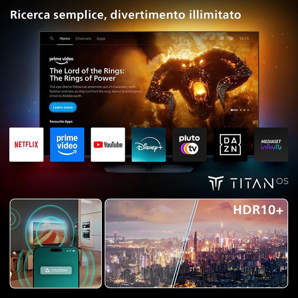 Immagine del prodotto PHILIPS - Smart TV Ambilight LED 4K 65" 65PUS8010-Black
